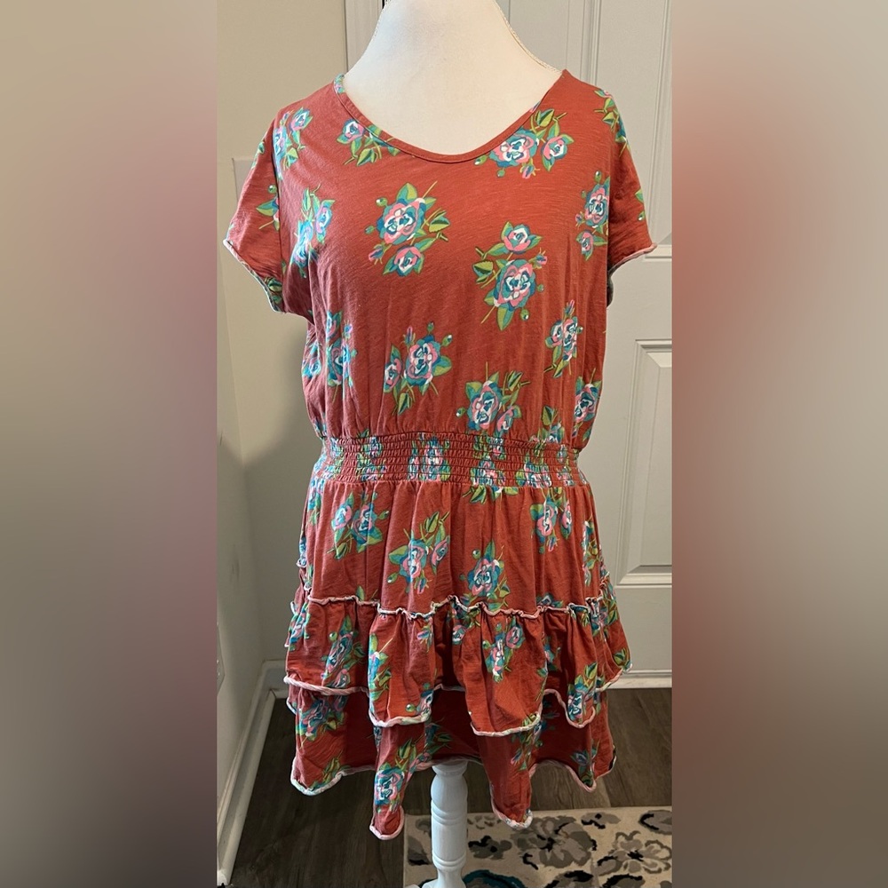 Matilda Jane Looks to Frill Orange/Rust Floral Ruffle Tiered Dress Size XL